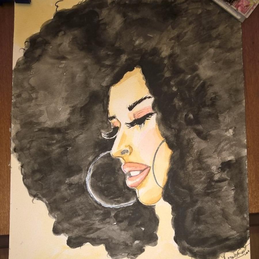 Afro Girl Painting - He Speaks to Me by Antonia Simmons