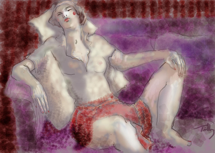 Figure Painting - Day Dreaming in Lavender by Thomas Tribby