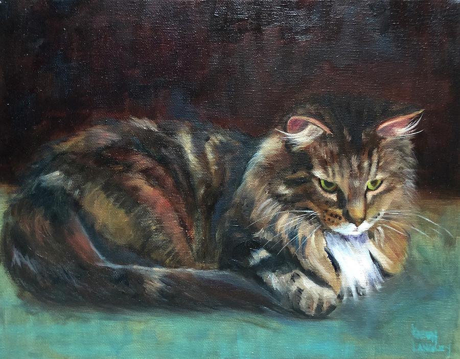 Day Dreaming Tabby Painting by Karen Langley - Fine Art America