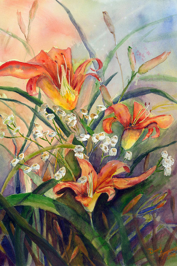 Day Lillies Painting by David Ignaszewski