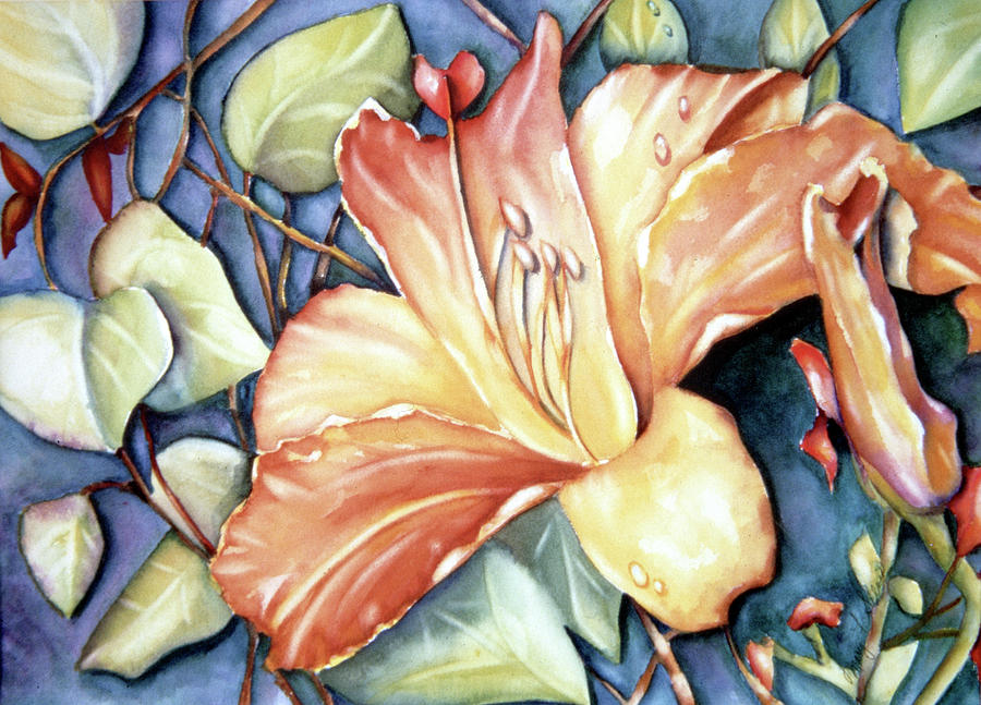 Day Lily Painting by Mary Silvia
