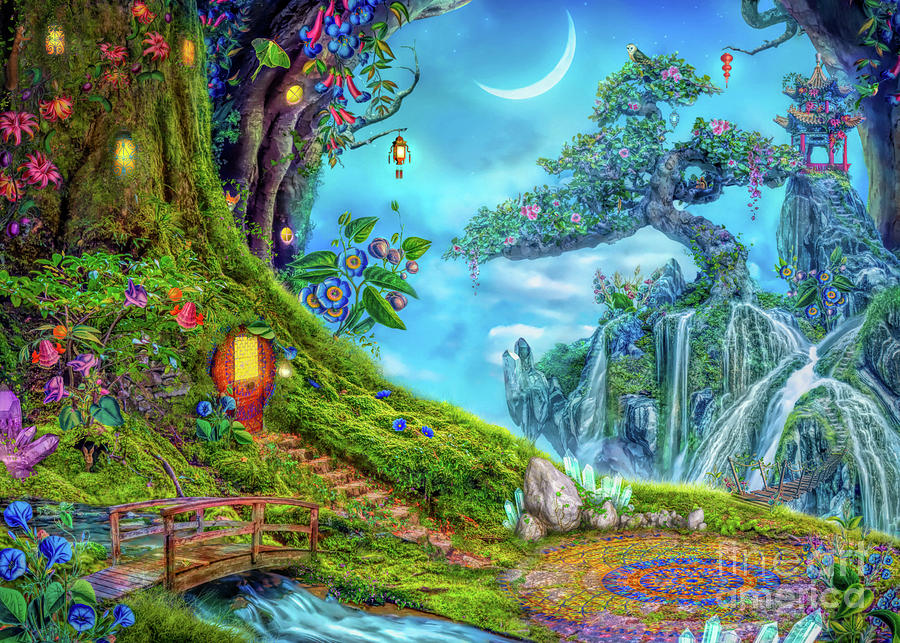 Magic Digital Art - Day Moon Haven by MGL Meiklejohn Graphics Licensing