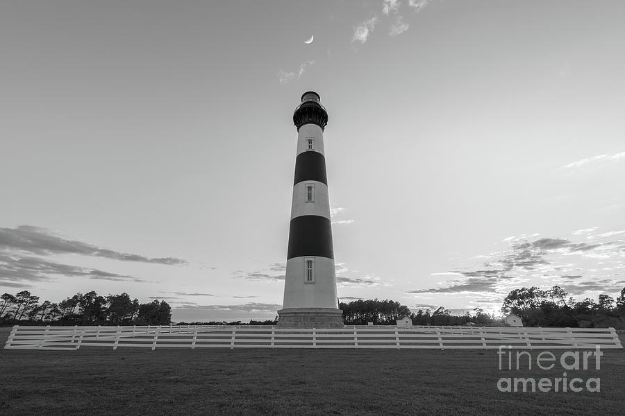 Sunset Photograph - Day Moon Over Bodie Light BW by Michael Ver Sprill