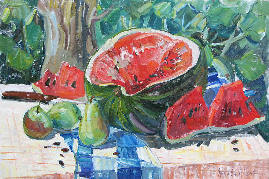 Day of a water-melon Painting by Juliya Zhukova
