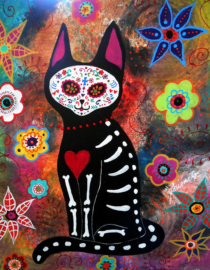 Day Of The Dead Cat El Gato Painting by Pristine Cartera Turkus