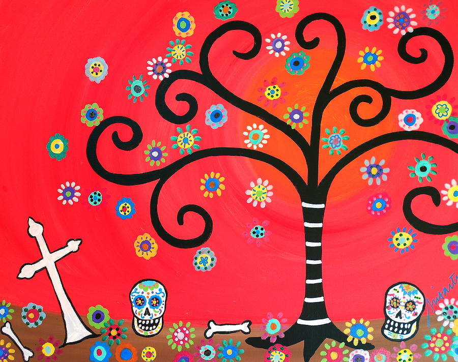 Day Of The Dead Cemetery Painting by Pristine Cartera Turkus