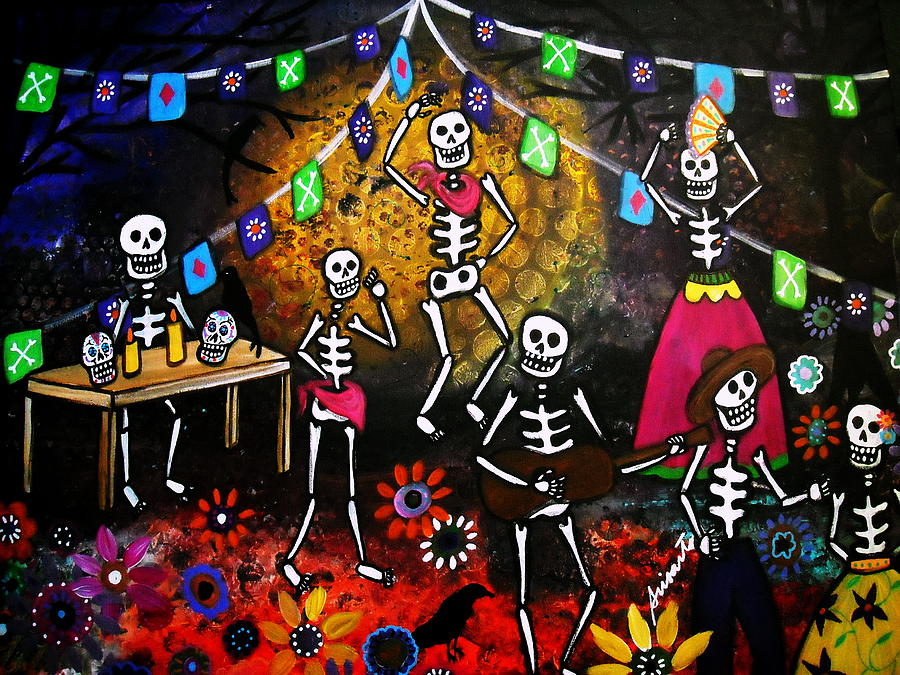 Skeleton Painting - Day Of The Dead Festival by Pristine Cartera Turkus