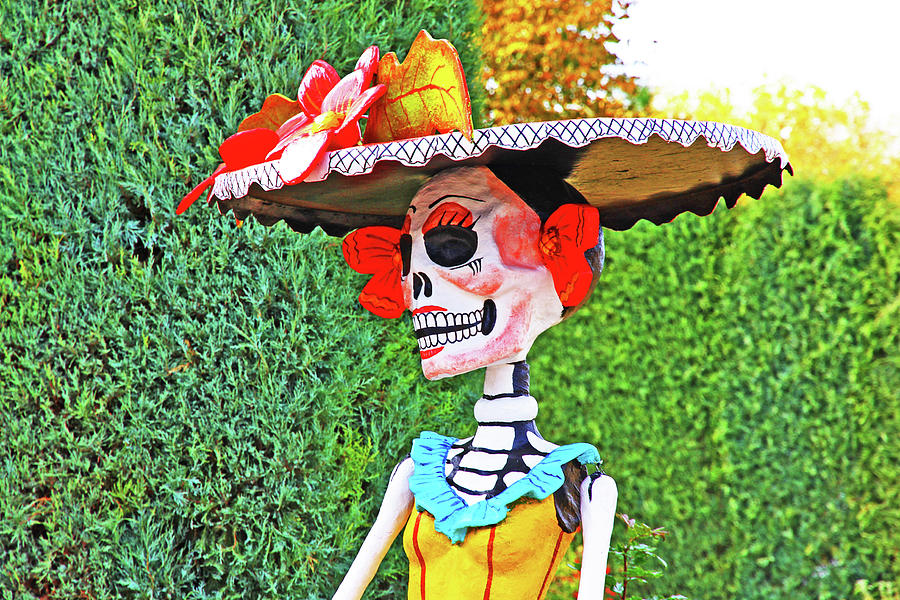 Day of the Dead Head Skeleton Yellows, Reds, Greens and Whites 2 10292017 Photograph by David Frederick