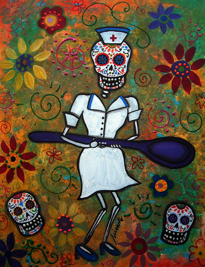 Day Of The Dead Nurse Painting by Pristine Cartera Turkus