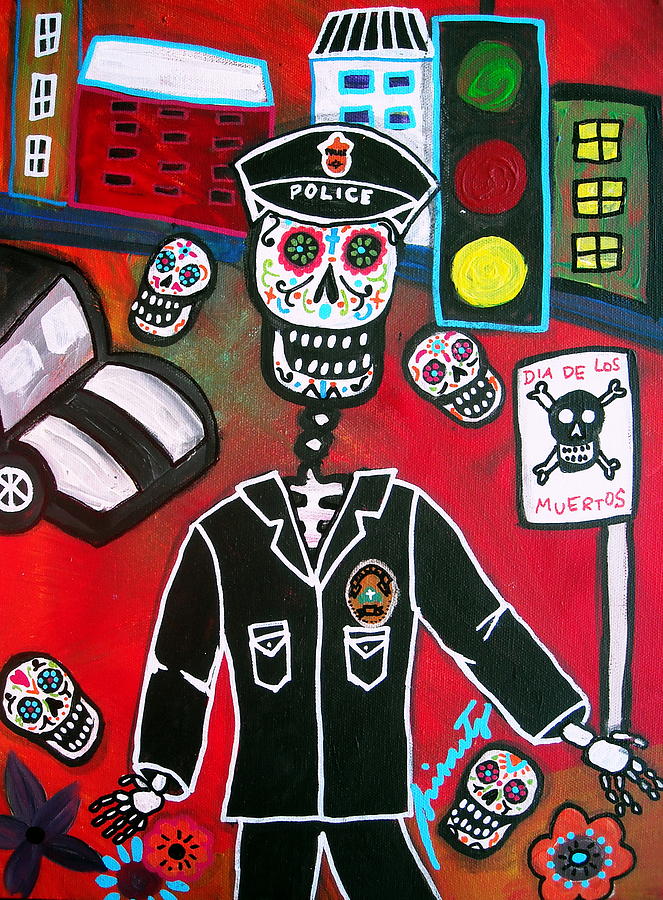Day Of The Dead Policeman Painting by Pristine Cartera Turkus