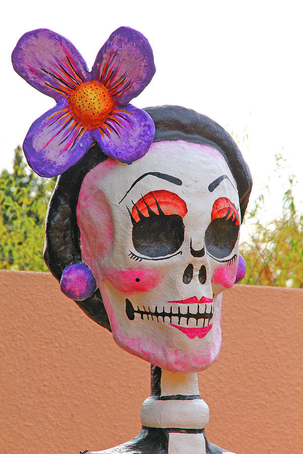Day of the Dead Skeleton Head Purple Flower  2 10232017 Colorado  Photograph by David Frederick