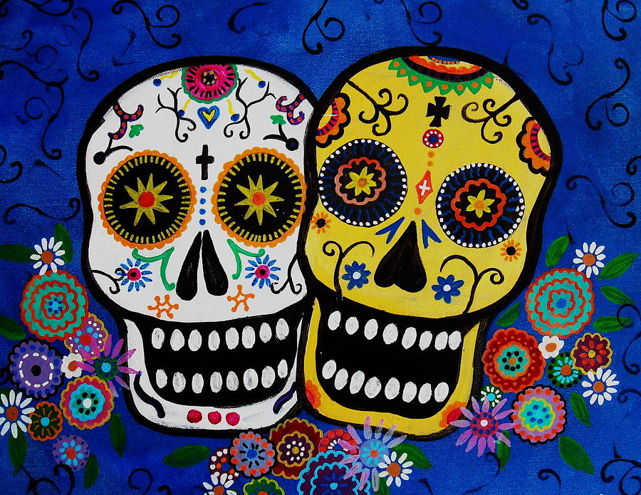 Skull Painting - Day Of The Dead Sugar by Pristine Cartera Turkus
