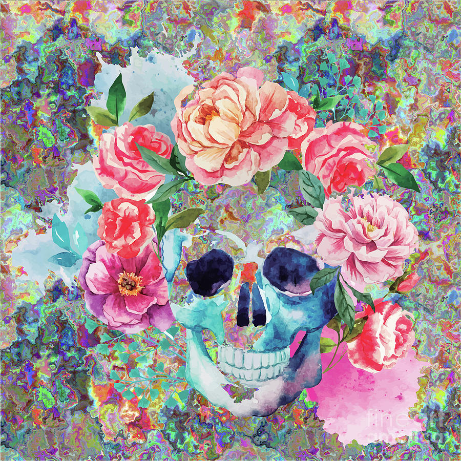 Day Of The Dead Watercolor Digital Art by Digital Art Cafe