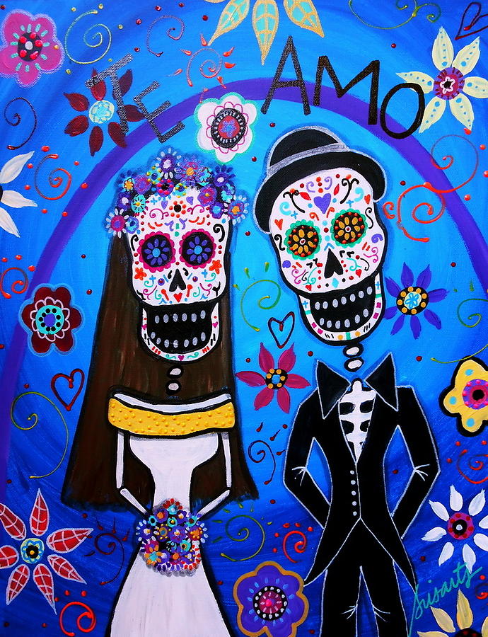 Day Of The Dead Wedding Painting by Pristine Cartera Turkus