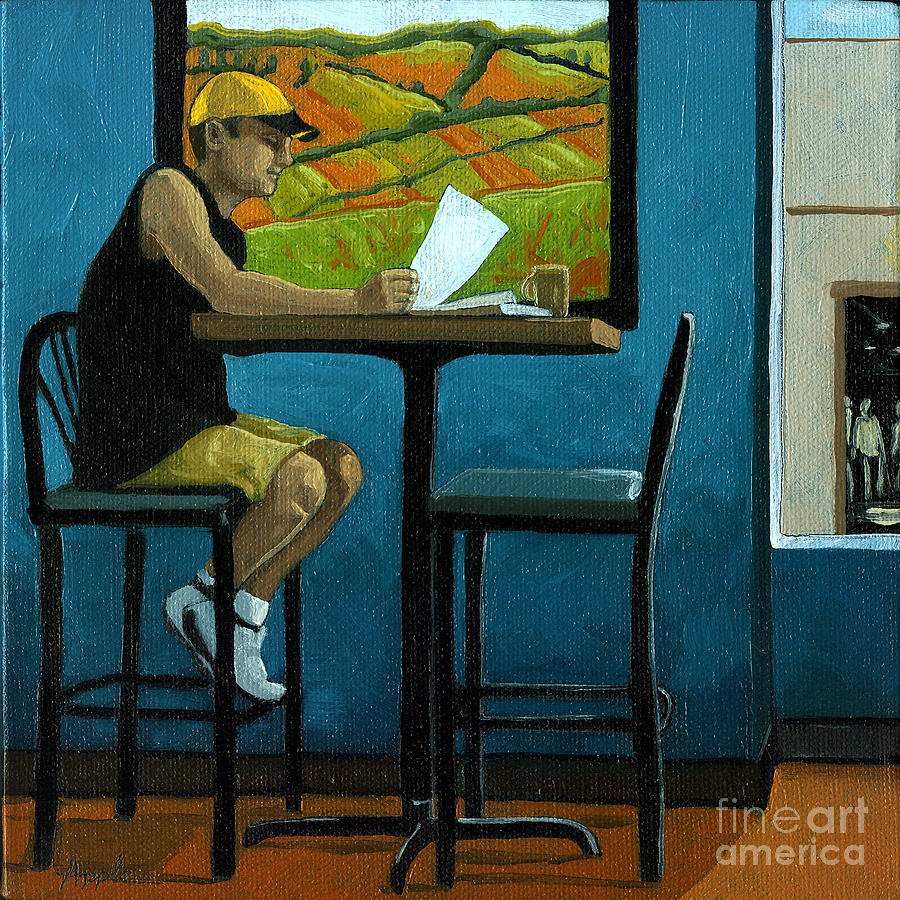 Day Off - Summer Coffee Shop Painting by Linda Apple