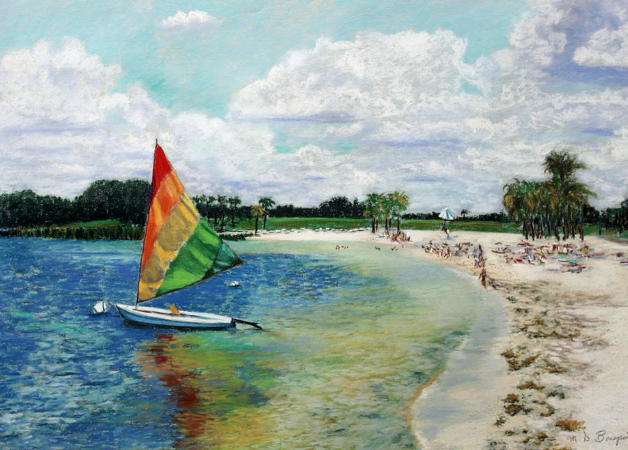 Day on the Beach Painting by M Diane Bonaparte