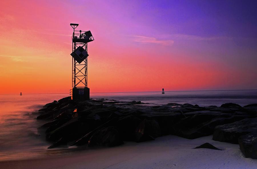 Daybreak at Ocean City inlet Photograph by Bill Jonscher