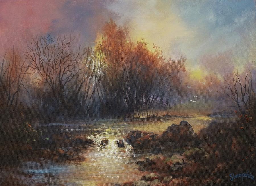 Daybreak Willow Creek Painting by Tom Shropshire