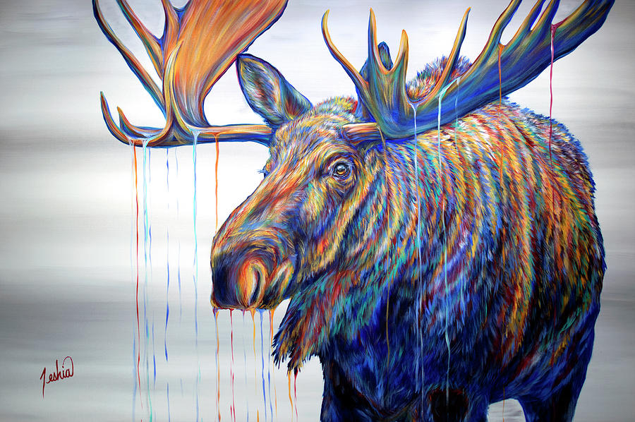 Moose Painting - Daydreamer by Teshia Art Moose Painting - Daydreamer by Teshia Art