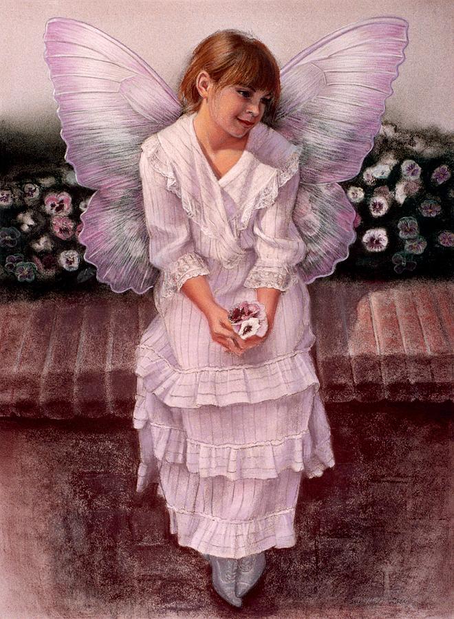 Portrait Painting - Daydreaming Fairy Girl by Sue Halstenberg