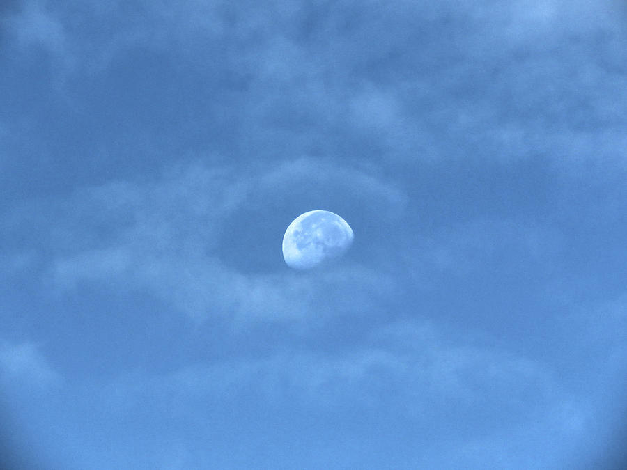 Daylight Moon Peeking Through The Clouds Photograph By Richard Griffis