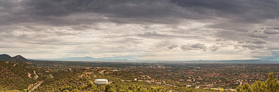 Daylight Panorama of Santa Fe and Surrounding Mountains from Dale Ball Trails - New Mexico Photograph by Silvio Ligutti