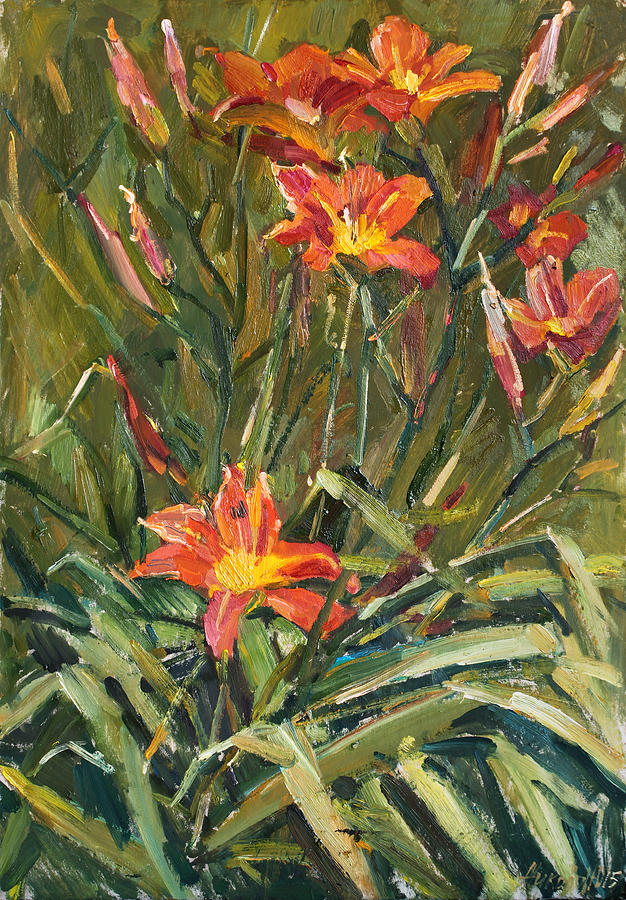 Daylily Painting by Juliya Zhukova