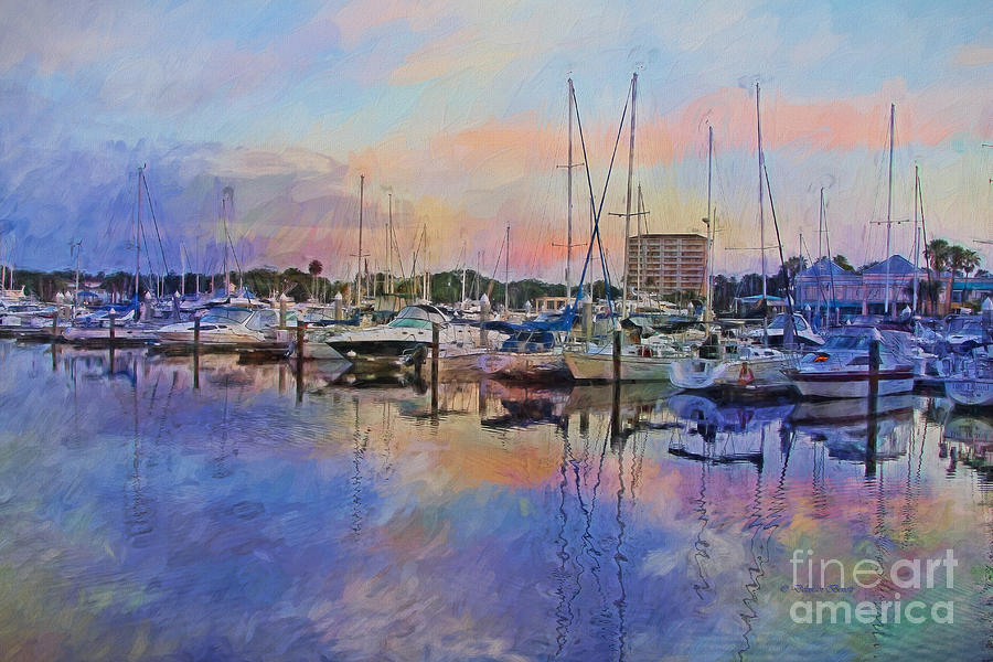 Daytona Boat Docks Painting by Deborah Benoit