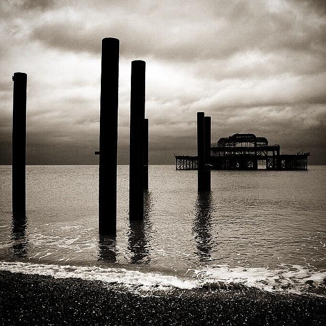 Clouds Photograph - Days Gone By. #westpier #hove #bw by David Asch