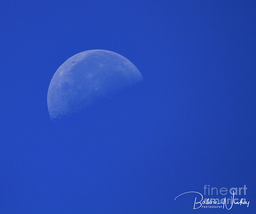 Blue Photograph - Daytime Moon by Bobbie Nickey