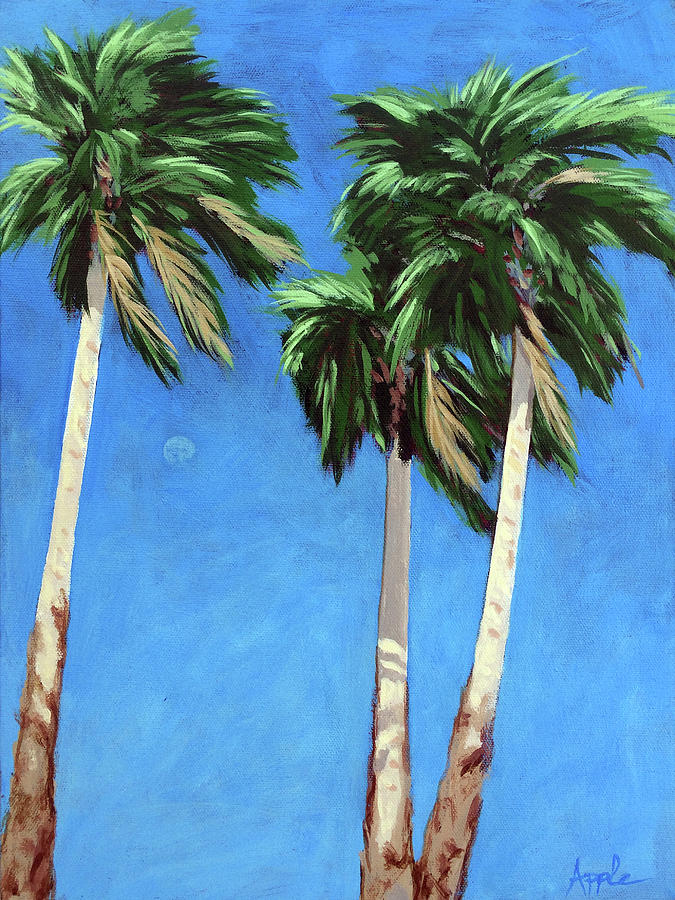 Daytime Moon in Palm Springs Painting by Linda Apple