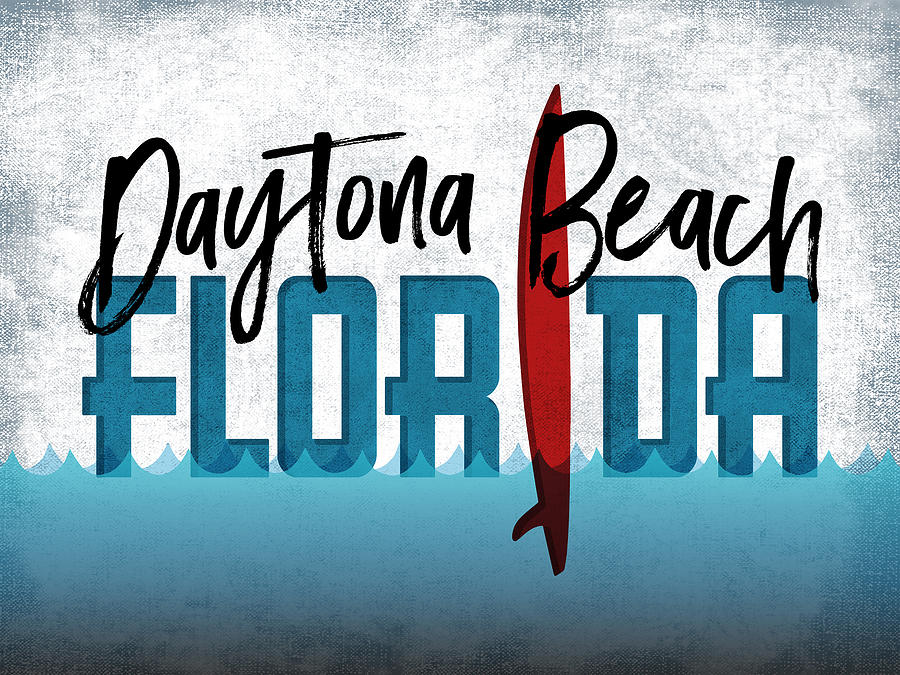 Daytona Beach Digital Art - Daytona Beach Red Surfboard	 by Flo Karp