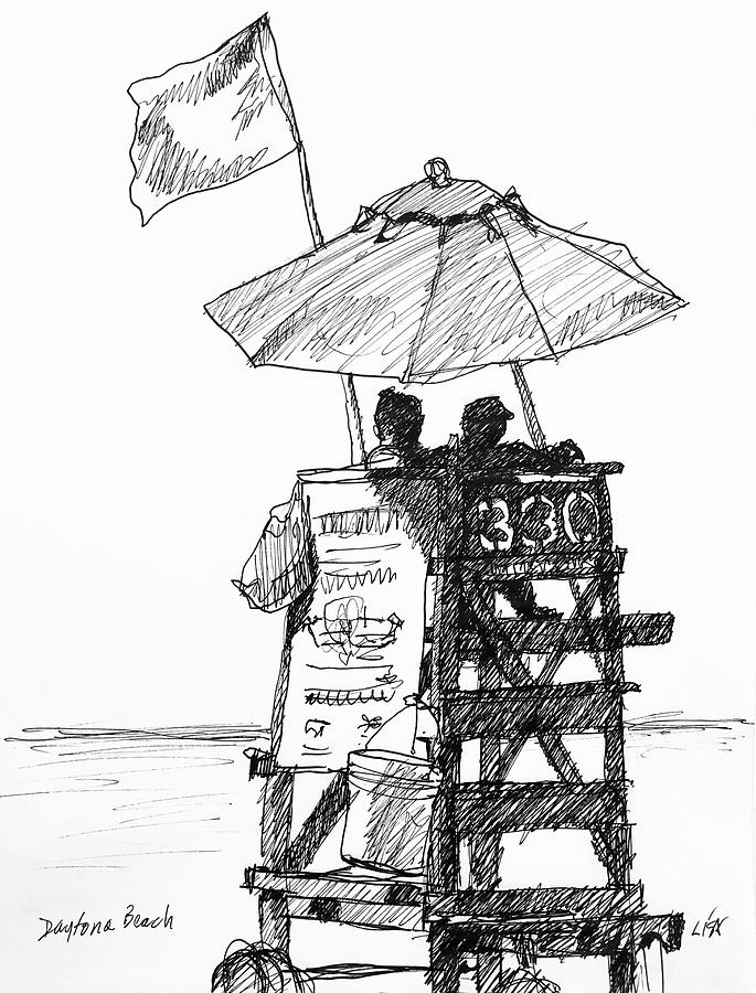 Daytona Beach Sketch Drawing by Lisa Tennant
