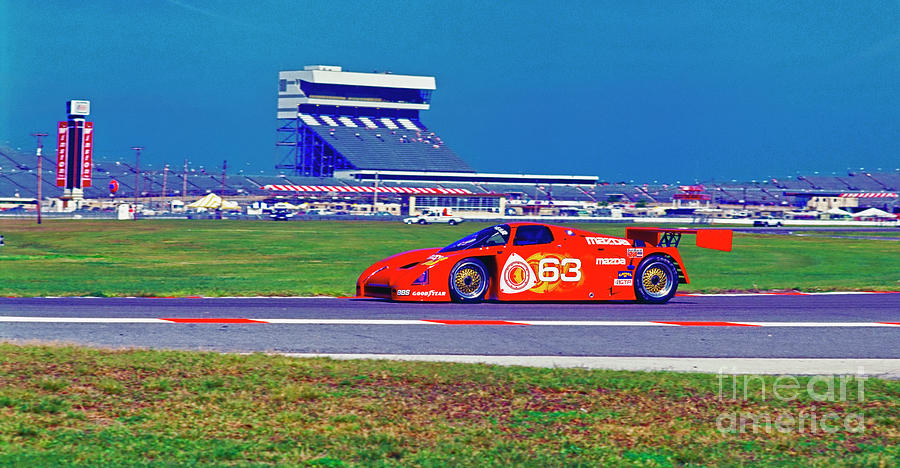 Daytona Speedway Sun Bank 24hr Mazda gtp Photograph by Tom Jelen