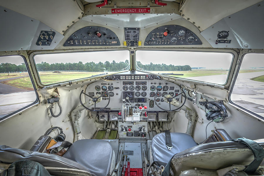 Vintage Photograph - DC-3 Cockpit by Phil And Karen Rispin