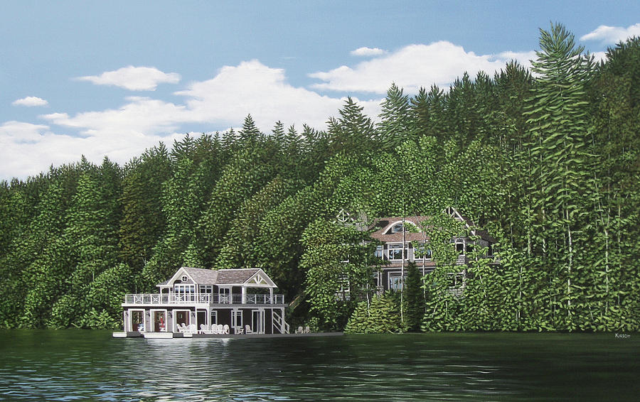 De Groote Summer Home Muskoka Painting by Kenneth M Kirsch