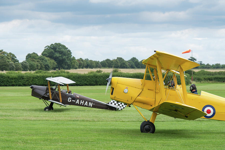 De Havilland Tiger Moths taxiing Photograph by Gary Eason