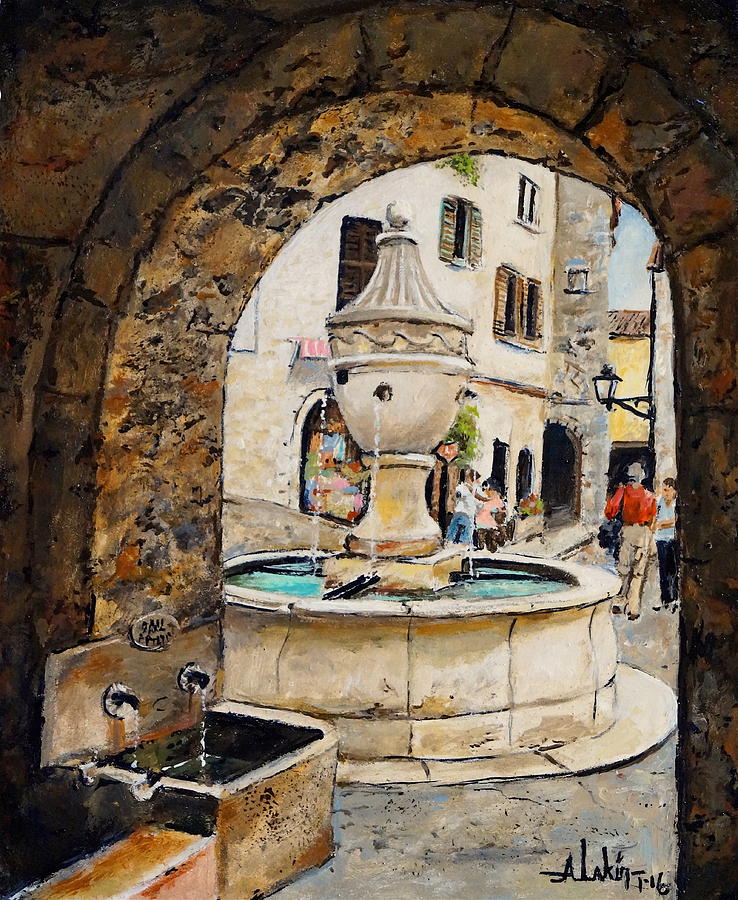 Fountain Painting - de la Grande Fountaine by Alan Lakin