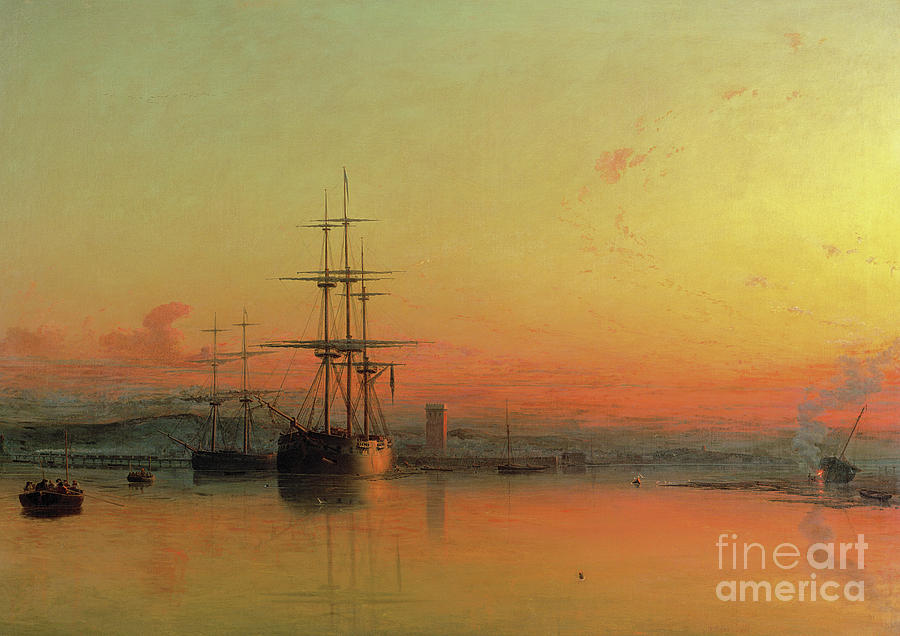 Dead Calm  Sunset at the Bight of Exmouth Painting by Francis Danby