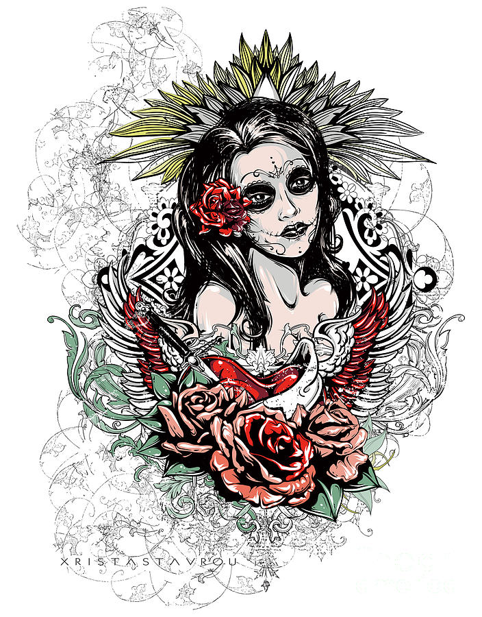 Dead Queen Tattoo Art Digital Art by Xrista Stavrou