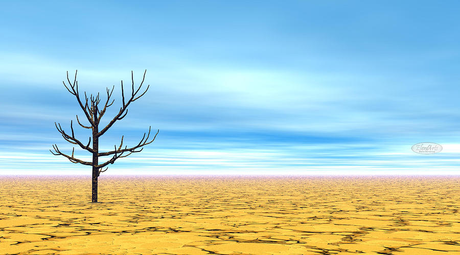 Dead tree in desert - 3D render Digital Art by Elenarts - Elena ...