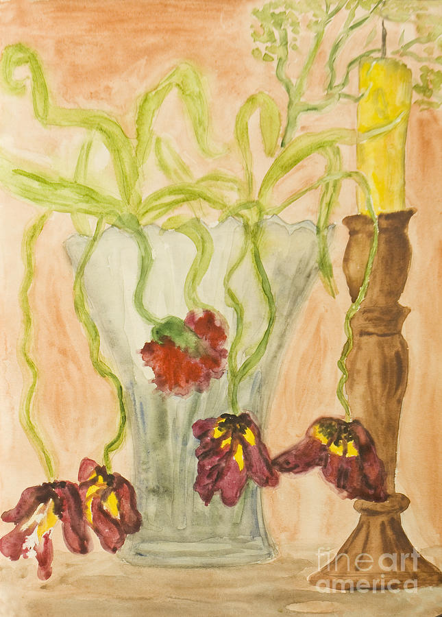 Dead tulips, painting Painting by Irina Afonskaya
