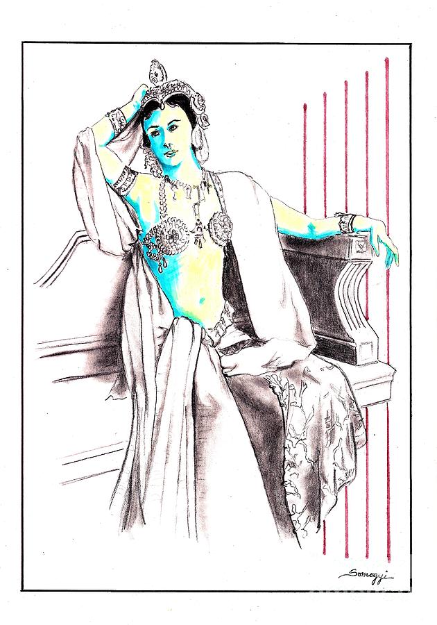 Deadly Diva, Mata Hari -- Portrait Drawing by Jayne Somogy