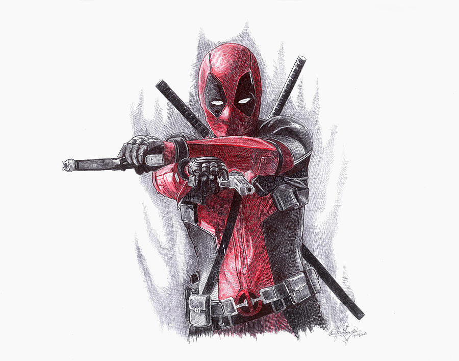 pen on sketch canvas by Drawing Ureno Serafin Deadpool