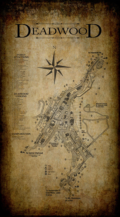 Deadwood South Dakota Map Digital Art By Daniel Hagerman   Deadwood South Dakota Map Daniel Hagerman 