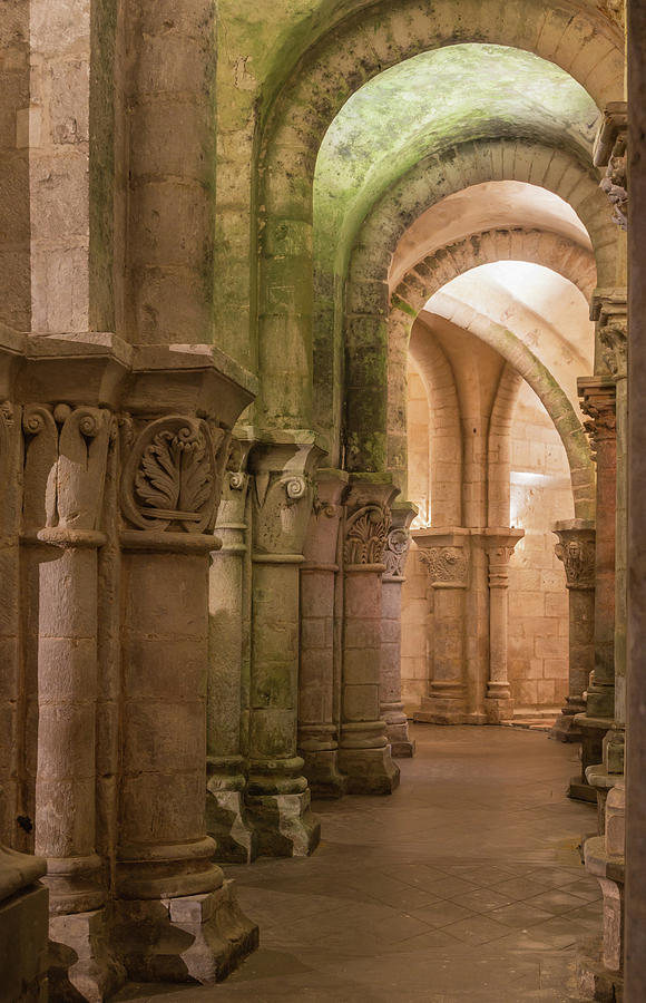 Deambulatory north Saint-Eutropius romanesque Basilica Saintes Charente-Maritime Photograph by Jebulon