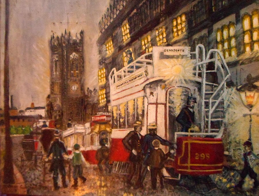 Deansgate with tram Painting by Peter Gartner
