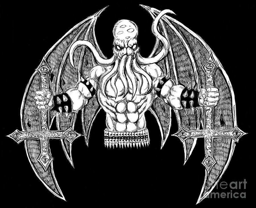 Death Metal Cthulhu digital Drawing by Alaric Barca