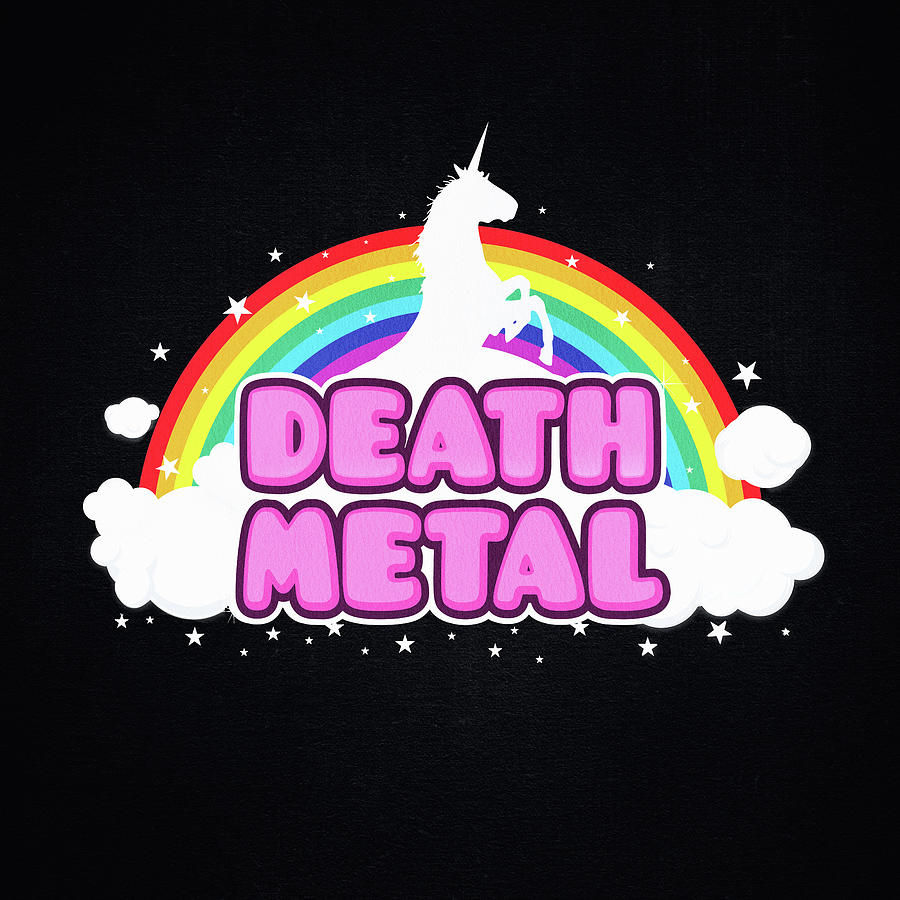Music Digital Art - DEATH METAL Funny Unicorn  Rainbow Mosh Parody Design by Philipp Rietz
