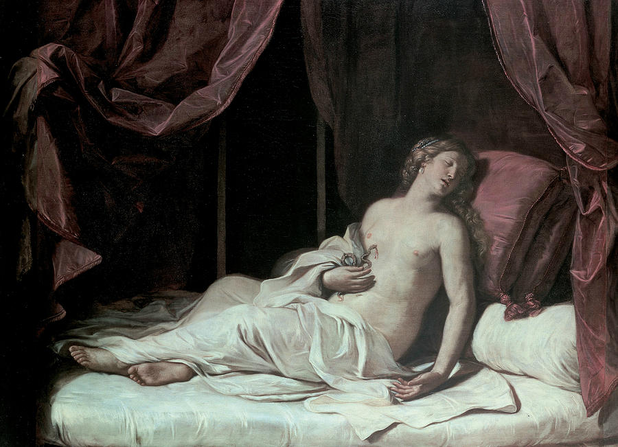 Death of Cleopatra Painting by Guercino